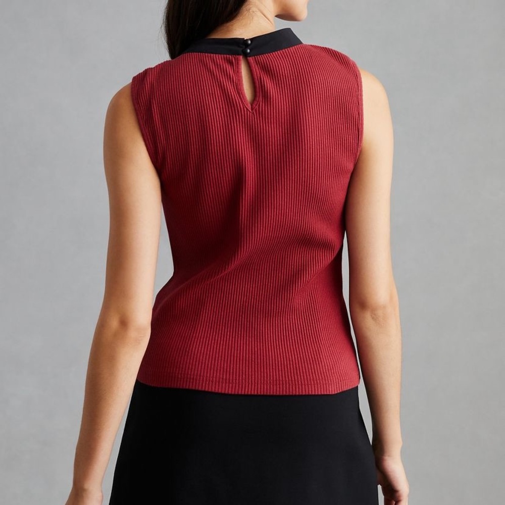 Dolan Tie Neck Ribbed Shell Blouse - Picture 10 of 11